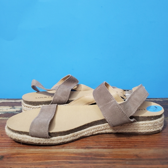 NWOT Lucky Brand Gadine Espadrillles Straps Sandals genuine leather brown Sz 7.5 - Picture 6 of 11